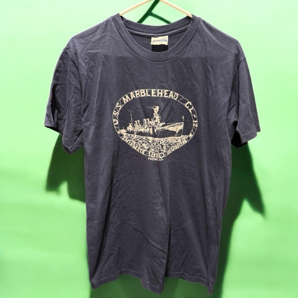 MARBLE 1990 Blue Short Sleeve Tee Casual LARGE